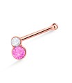 Dual Round Stone Bone Nose Stud NSKD-833